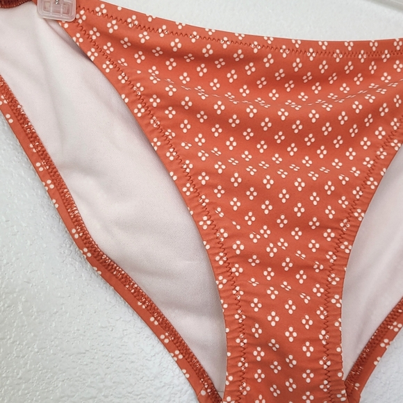 Kona Sol Medium Coverage Hipster Bikini Bottom NEW Womens Size L Orange White - Picture 3 of 7